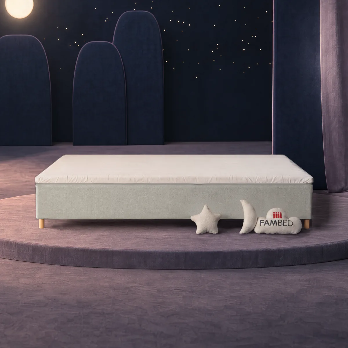 FAMBED perhesänky 290 × 200 cm · Vaaleanharmaa