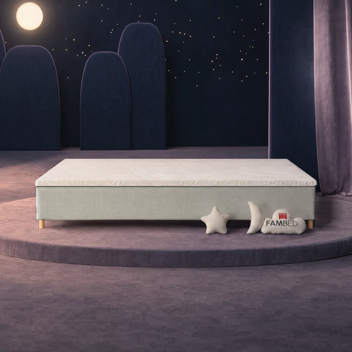 FAMBED rodinná postel 310 × 200 cm · Světle šedá