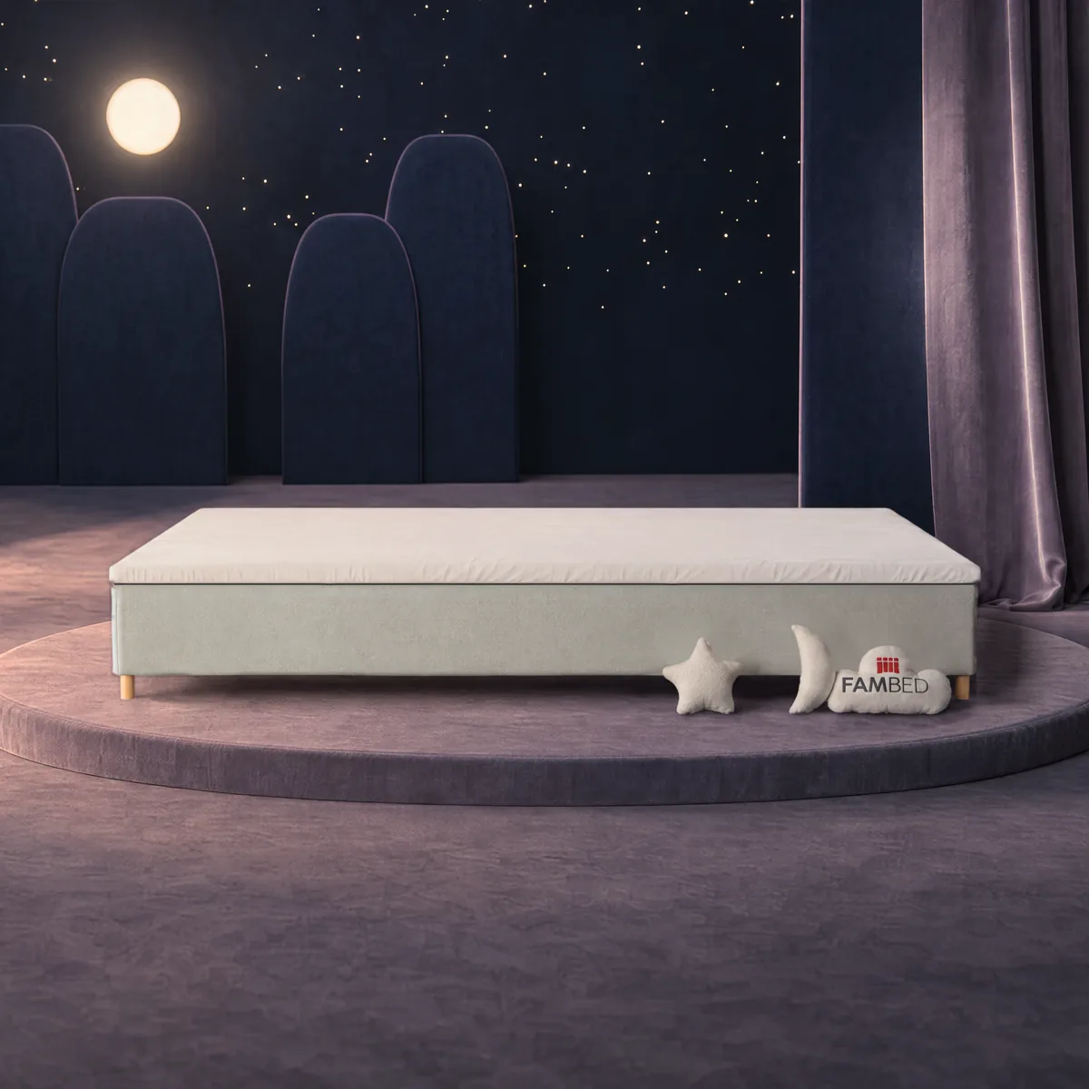 FAMBED perhesänky 350 × 200 cm · Vaaleanharmaa